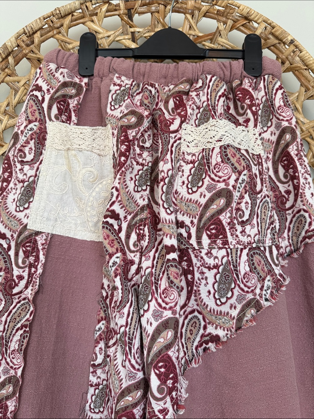 POL Boho Paisley Patchwork Women's Harem Pants - Mauve - Picture 11 of 16